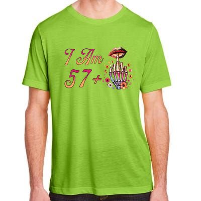 I Am 57 Plus 1 Middle Finger Skull Funny 58th Birthday Adult ChromaSoft Performance T-Shirt