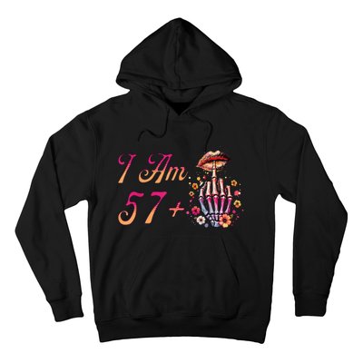 I Am 57 Plus 1 Middle Finger Skull Funny 58th Birthday Hoodie