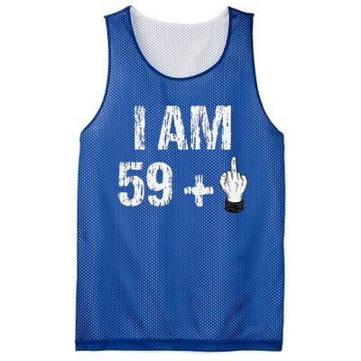 I Am 59 Plus 1 One Middle Finger 60th Birthday 60 Years Old Mesh Reversible Basketball Jersey Tank