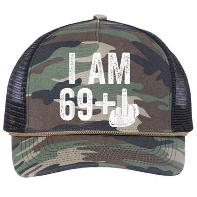 I Am 69 Plus Middle Finger 70th Birthday Gift Shirt shirt Retro Rope Trucker Hat Cap