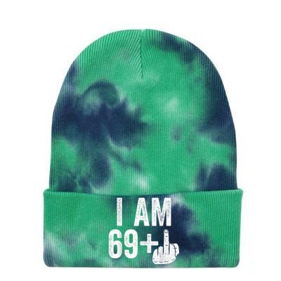 I Am 69 Plus Middle Finger 70th Birthday Gift Shirt shirt Tie Dye 12in Knit Beanie