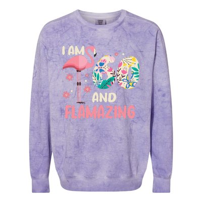 I Am 60 And Flamazing Bithday Flamingo 60th Bday Celebration Colorblast Crewneck Sweatshirt