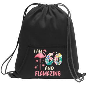 I Am 60 And Flamazing Bithday Flamingo 60th Bday Celebration Sweatshirt Cinch Pack Bag