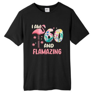 I Am 60 And Flamazing Bithday Flamingo 60th Bday Celebration Tall Fusion ChromaSoft Performance T-Shirt