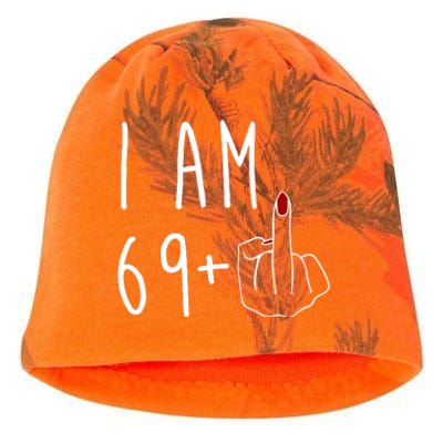 I Am 69 Plus Middle Finger Funny 70th Birthday Kati - Camo Knit Beanie