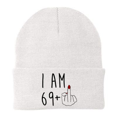 I Am 69 Plus Middle Finger Funny 70th Birthday Beanie