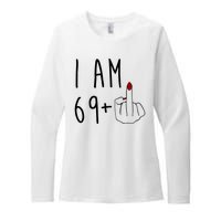 I Am 69 Plus Middle Finger Funny 70th Birthday Womens CVC Long Sleeve Shirt