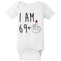 I Am 69 Plus Middle Finger Funny 70th Birthday Baby Bodysuit