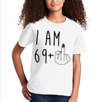 I Am 69 Plus Middle Finger Funny 70th Birthday Kids T-Shirt