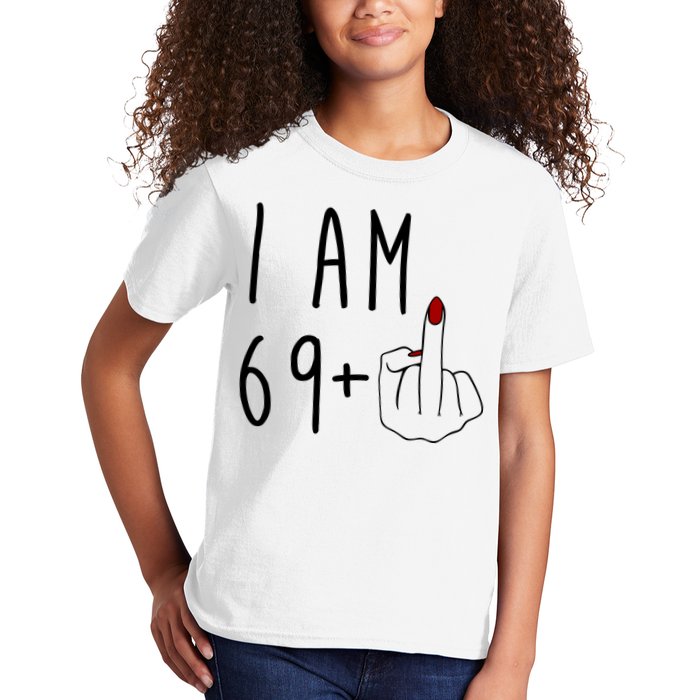 I Am 69 Plus Middle Finger Funny 70th Birthday Kids T-Shirt