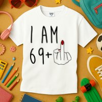 I Am 69 Plus Middle Finger Funny 70th Birthday Kids T-Shirt