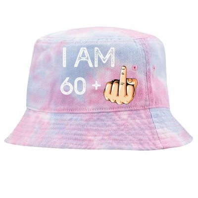 I Am 60 Plus 1 Funny 61st Birthday Gift Born In 1958 Tie-Dyed Bucket Hat