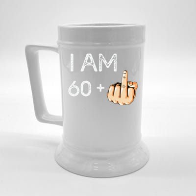 I Am 60 Plus 1 Funny 61st Birthday Gift Born In 1958 Beer Stein