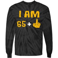 I Am 65 Plus 1 Middle Finger 66th Birthday Gift 66 Years Old Tie-Dye Long Sleeve Shirt