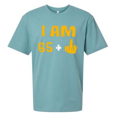 I Am 65 Plus 1 Middle Finger 66th Birthday Gift 66 Years Old Sueded Cloud Jersey T-Shirt