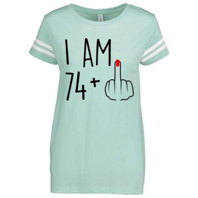 I Am 74 Plus 1 Middle Finger For A 75th Birthday For Wo Enza Ladies Jersey Football T-Shirt