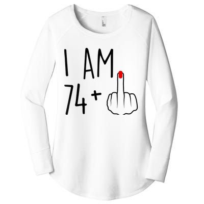 I Am 74 Plus 1 Middle Finger For A 75th Birthday For Wo Women's Perfect Tri Tunic Long Sleeve Shirt