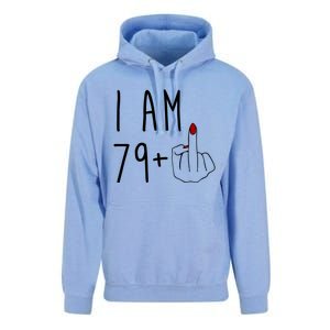 I Am 79 Plus Middle Finger Funny 80th Birthday Unisex Surf Hoodie