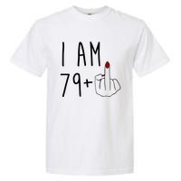 I Am 79 Plus Middle Finger Funny 80th Birthday Garment-Dyed Heavyweight T-Shirt