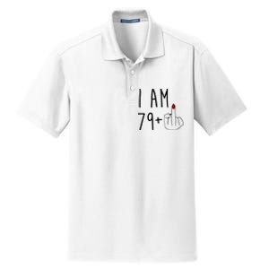 I Am 79 Plus Middle Finger Funny 80th Birthday Dry Zone Grid Polo