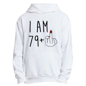 I Am 79 Plus Middle Finger Funny 80th Birthday Urban Pullover Hoodie