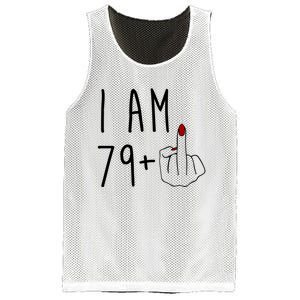 I Am 79 Plus Middle Finger Funny 80th Birthday Mesh Reversible Basketball Jersey Tank