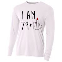 I Am 79 Plus Middle Finger Funny 80th Birthday Cooling Performance Long Sleeve Crew