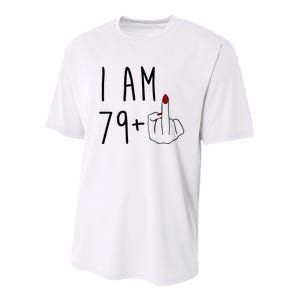 I Am 79 Plus Middle Finger Funny 80th Birthday Youth Performance Sprint T-Shirt