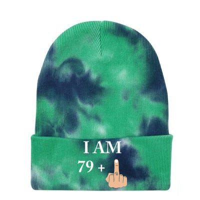 I Am 79 Plus 1 Funny 80th Birthday 1940 1941 Tie Dye 12in Knit Beanie