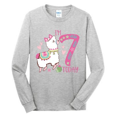 I Am 7 Years Old 7th Birthday Girl Alpaca / Llama Tall Long Sleeve T-Shirt