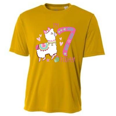 I Am 7 Years Old 7th Birthday Girl Alpaca / Llama Cooling Performance Crew T-Shirt