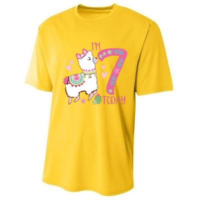 I Am 7 Years Old 7th Birthday Girl Alpaca / Llama Performance Sprint T-Shirt