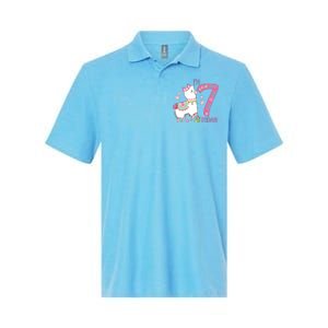 I Am 7 Years Old 7th Birthday Girl Alpaca / Llama Softstyle Adult Sport Polo