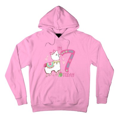 I Am 7 Years Old 7th Birthday Girl Alpaca / Llama Hoodie