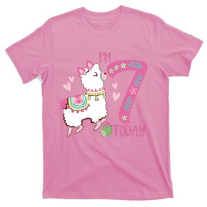 I Am 7 Years Old 7th Birthday Girl Alpaca / Llama T-Shirt