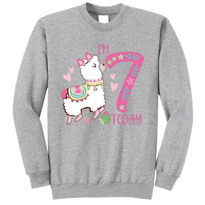 I Am 7 Years Old 7th Birthday Girl Alpaca / Llama Sweatshirt