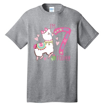 I Am 7 Years Old 7th Birthday Girl Alpaca / Llama Tall T-Shirt