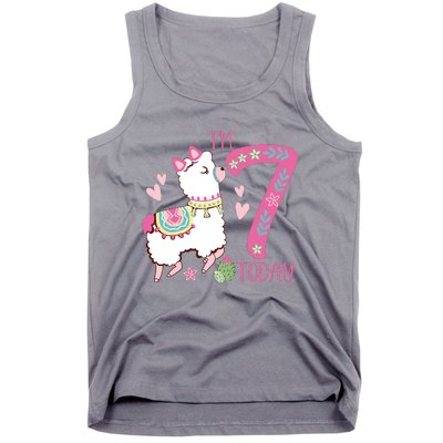 I Am 7 Years Old 7th Birthday Girl Alpaca / Llama Tank Top