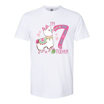 I Am 7 Years Old 7th Birthday Girl Alpaca / Llama Softstyle® CVC T-Shirt