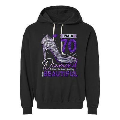 IM A 70 Years Old Diamond 70 And Fabulous Birthday Garment-Dyed Fleece Hoodie