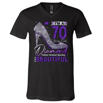 IM A 70 Years Old Diamond 70 And Fabulous Birthday V-Neck T-Shirt