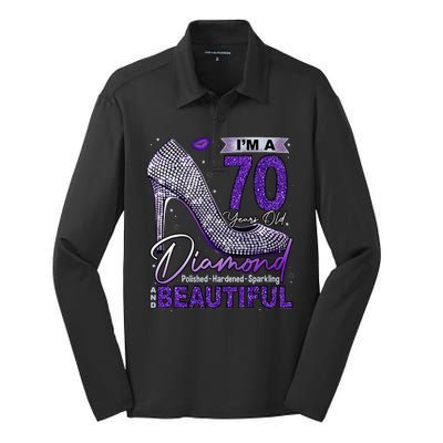 IM A 70 Years Old Diamond 70 And Fabulous Birthday Silk Touch Performance Long Sleeve Polo