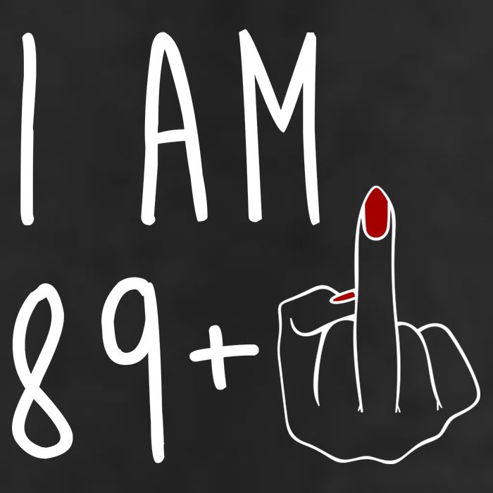 I Am 89 Plus Middle Finger Funny 90th Birthday 7 Panel Mesh Trucker Snapback Hat