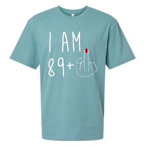 I Am 89 Plus Middle Finger Funny 90th Birthday Sueded Cloud Jersey T-Shirt