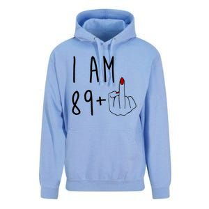 I Am 89 Plus Middle Finger Funny 90th Birthday Unisex Surf Hoodie