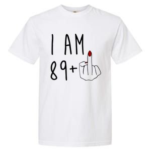 I Am 89 Plus Middle Finger Funny 90th Birthday Garment-Dyed Heavyweight T-Shirt