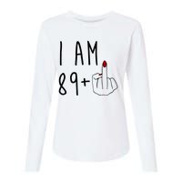 I Am 89 Plus Middle Finger Funny 90th Birthday Womens Cotton Relaxed Long Sleeve T-Shirt