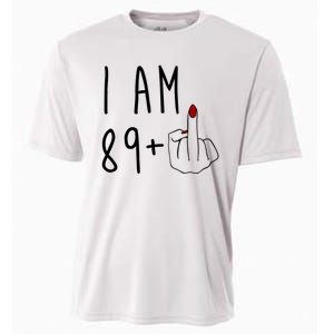 I Am 89 Plus Middle Finger Funny 90th Birthday Cooling Performance Crew T-Shirt