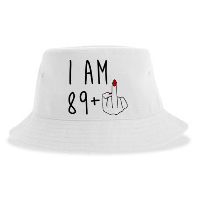 I Am 89 Plus Middle Finger Funny 90th Birthday Sustainable Bucket Hat
