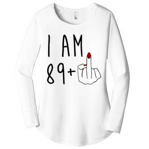 I Am 89 Plus Middle Finger Funny 90th Birthday Women's Perfect Tri Tunic Long Sleeve Shirt